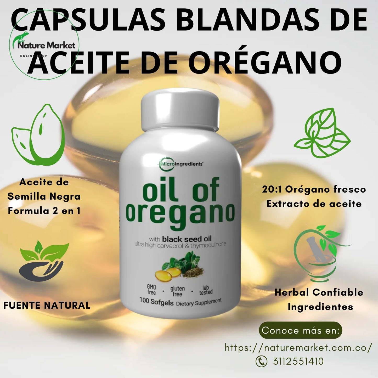 Cápsulas Naturales de Orégano